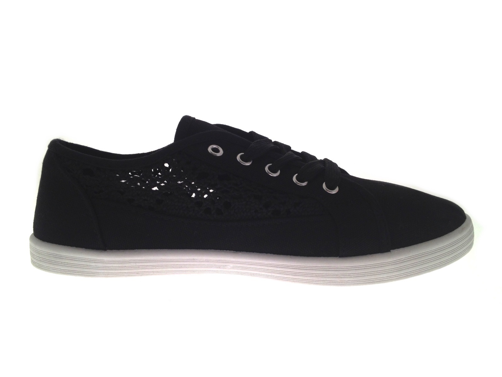 black lace up plimsolls womens